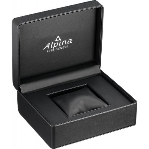  Alpina Horological Smartwatch Mens Fitness Watch - 44mm Black Face Swiss Quartz 2 Year Battery Life Running Watch - Black Leather Band Water Resistant Sleep Monitor Activity Tracke