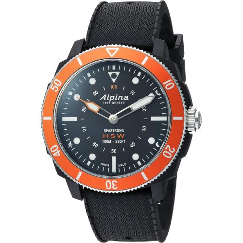  Alpina Mens Horological Smart Watch Quartz Stainless Steel and Rubber, Color:Black (Model: AL-282LBO4V6)