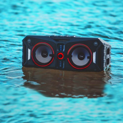  Altec Lansing ALP-XP800 Xpedition 8 Portable Waterproof Wireless Bluetooth Indoor or Outdoor Speaker with Multi-Colored LED Light Show, Stereo Pairing, Everything Proof