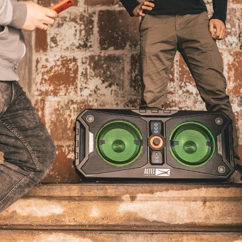  Altec Lansing ALP-XP800 Xpedition 8 Portable Waterproof Wireless Bluetooth Indoor or Outdoor Speaker with Multi-Colored LED Light Show, Stereo Pairing, Everything Proof