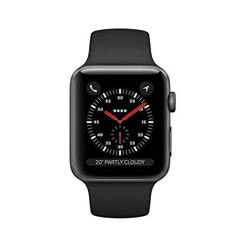 애플 Apple Watch Series 3 (GPS), 42mm Space Gray Aluminum Case with Black Sport Band - MQL12LL/A (Renewed)