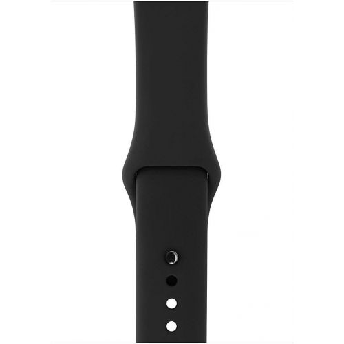 애플 Apple Watch Series 3 (GPS), 42mm Space Gray Aluminum Case with Black Sport Band - MQL12LL/A (Renewed)