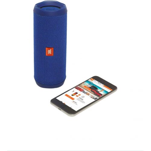 제이비엘 JBL FLIP 4 IPX7 WATERPROOF WIRELESS PORTABLE BLUETOOTH RECHARGEABLE USB SPEAKER (Blue) (Certified Refurbished)