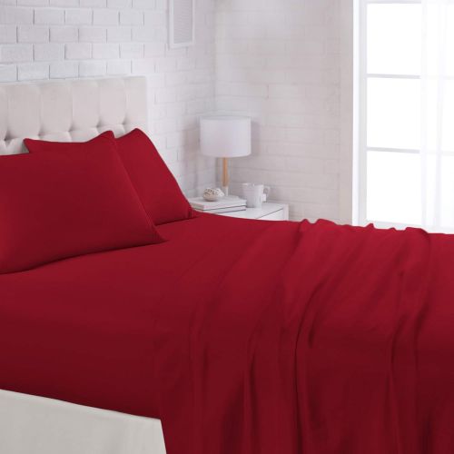  [아마존핫딜][아마존 핫딜] AmazonBasics Lightweight Super Soft Easy Care Microfiber Sheet Set with 16 Deep Pockets - Queen, Burgundy