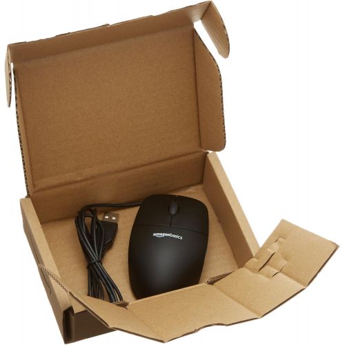  [아마존베스트]AmazonBasics 3-Button USB Wired Computer Mouse (Black), 1-Pack