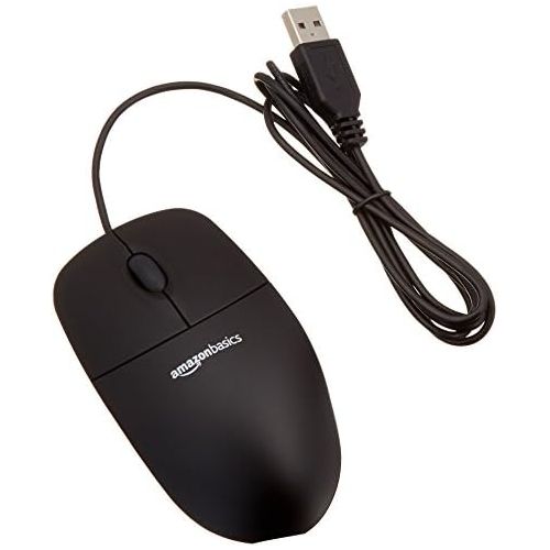  AmazonBasics 3-Button USB Wired Mouse (Black), 30-Pack