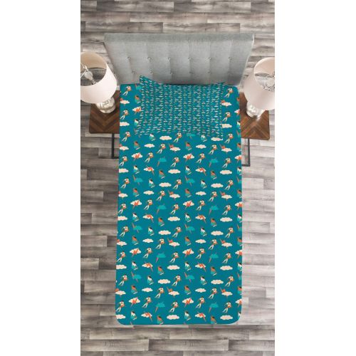 Visit the Ambesonne Store Ambesonne Skateboarding Bedspread, Boy Making Moves on Skateboard and Clouds, Decorative Quilted 2 Piece Coverlet Set with Pillow Sham, Twin Size, Teal Sienna