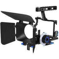 Andoer-1 Andoer Camera Cage Kit C500 Aluminum Alloy Camera Camcorder Video Cage Rig Kit Film Making System with 15mm Rod Matte Box Follow Focus Handle Grip for Panasonic GH4 for Sony A7SA7