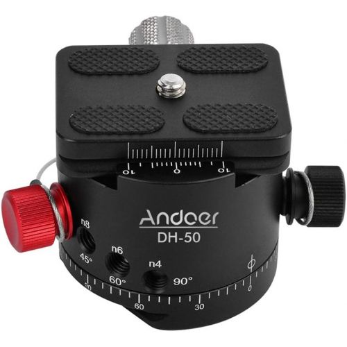  Andoer DH-50 Panoramic Ball Head Indexing Rotator Tripod Head Aluminum Alloy Max. Load 22Lbs for Canon Nikon Sony DSLR Camera