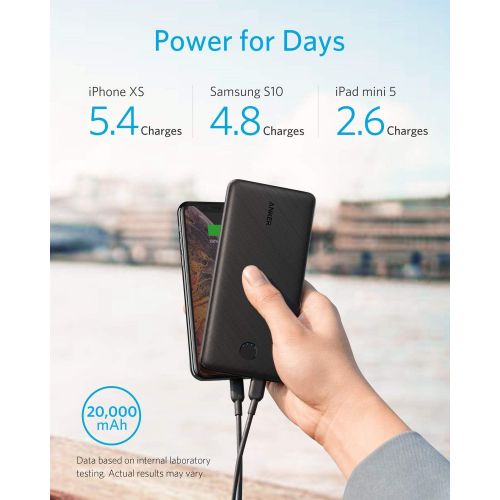 앤커 [아마존핫딜][아마존 핫딜] Anker PowerCore Essential 20000 PD Portable Charger, High-Capacity 20000mAh 18W USB-C Power Delivery Power Bank for iPhone 11/11 Pro / 11 Pro Max/X /8, Samsung, iPad Pro 2018, Quic