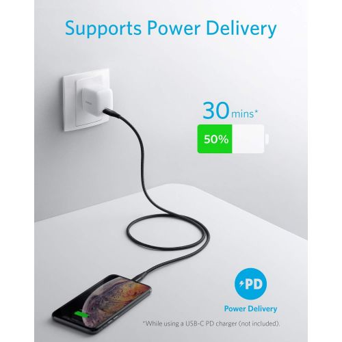 앤커 [아마존 핫딜] [아마존핫딜]Anker Powerline+ II USB C auf Lightning Kabel, 90cm lang, Nylon-umflochtenes Ladekabel fuer iPhone 11/11 Pro/11 Pro max/X/XS/XR/XS Max / 8, unterstuetzt Power Delivery,fuer Typ-C Lade