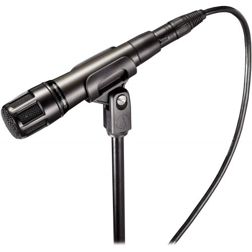 오디오테크니카 Audio-Technica ATM650 Dynamic Hypercardioid Instrument Microphone + with Mic Clamp & Pouch + Mic Stand + Mic Cable, 20 ft. XLR & Foam Windscreen
