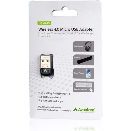  [아마존베스트]Avantree DG40S USB Bluetooth 4.0 Adapter Dongle for PC Laptop Computer Desktop Stereo Music, Skype Calls, Keyboard, Mouse, Support All Windows 10 8.1 8 7 XP vista [2 Year Warranty]