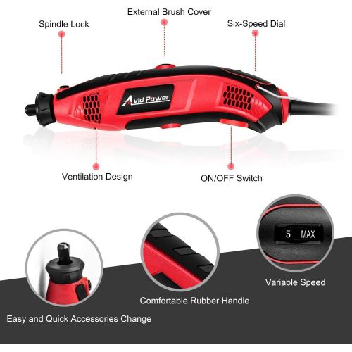  Visit the Avid Power Store Rotary Tool Kit 1.5 Amp with 110pcs Accessories, Variable Speed, 3 Attachments (Flex shaft, Holder Hanger and Cutting Guide) for Home and Crafting Projects