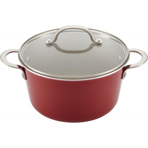  Ayesha Curry Ayesha Home Collection Porcelain Enamel Nonstick Cookware Set, Sienna Red, 9-Piece