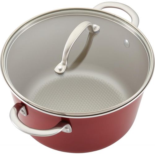  Ayesha Curry Ayesha Home Collection Porcelain Enamel Nonstick Cookware Set, Sienna Red, 9-Piece