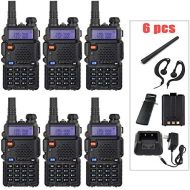 BaoFeng 6PCS BF-UV5R 1.5 LCD 5W 136~174MHz  400~470MHz Dual Band Walkie Talkie with 1-LED Flashlight Includes Rechargeable Battery (Black)