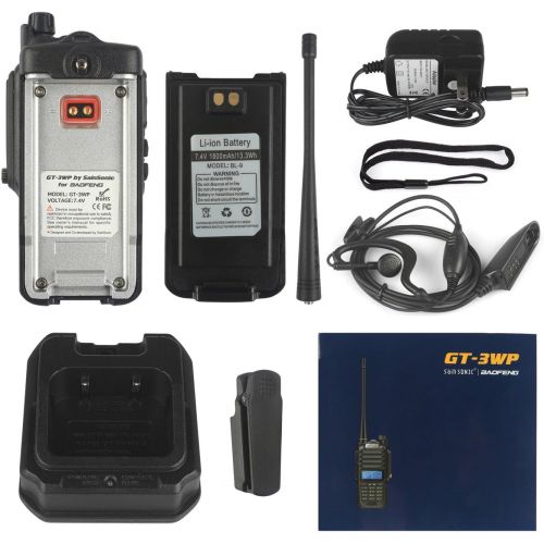  BaoFeng PoFung GT-3WP Dual Band Two-Way Radio, Waterproof Dustproof IP67 Walkie Talkie Transceiver, VHF UHF with Programming Cable, Black