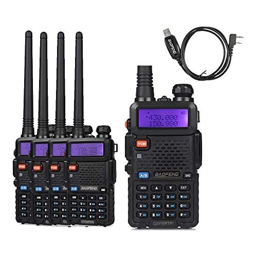  BaoFeng 5 Pack Baofeng UV-5RTP Tri-Power 8W4W1W UHF VHF Dual Band High Power Two-Way Radio Transceiver + 1 Programming Cable