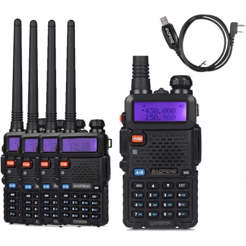  BaoFeng 5 Pack Baofeng UV-5RTP Tri-Power 8W4W1W UHF VHF Dual Band High Power Two-Way Radio Transceiver + 1 Programming Cable