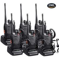 BaoFeng Walkie Talkies Rechargeable Long Range, Two Way Radios with Earpiece UHF 400-470MHz 16 Channels Li-ion Battery and Charger(Pack of 6)