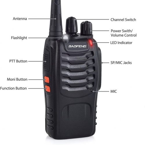  BaoFeng Walkie Talkies Rechargeable Long Range, Two Way Radios with Earpiece UHF 400-470MHz 16 Channels Li-ion Battery and Charger(Pack of 6)