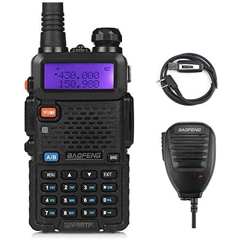  BaoFeng UV-5RTP Tri-Power 841W Two-Way Radio Transceiver (UV-5R Upgraded Version with Tri-Power), Dual Band 136-174400-520MHz True 8W High Power Two-Way Radio + 1 Remote Speaker