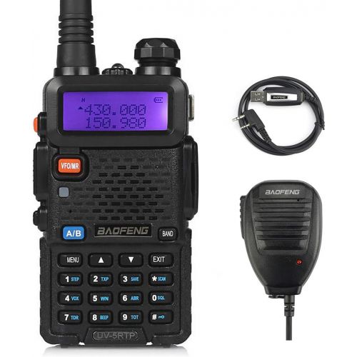  BaoFeng UV-5RTP Tri-Power 841W Two-Way Radio Transceiver (UV-5R Upgraded Version with Tri-Power), Dual Band 136-174400-520MHz True 8W High Power Two-Way Radio + 1 Remote Speaker