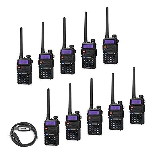  10 Pack BaoFeng UV-5RTP Tri-Power 841W Two Way Radio (Upgraded Version of UV-5R ), Dual Band 136-174400-520MHz True 8W High Power +1 Programming Cable