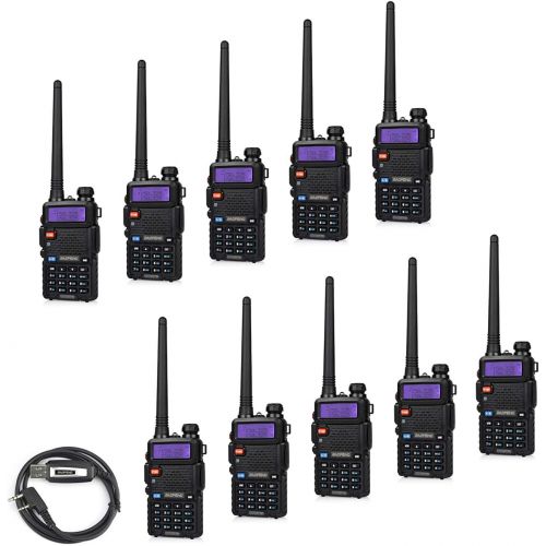  10 Pack BaoFeng UV-5RTP Tri-Power 841W Two Way Radio (Upgraded Version of UV-5R ), Dual Band 136-174400-520MHz True 8W High Power +1 Programming Cable