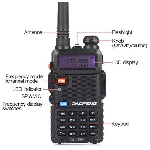  BaoFeng BF-F8+ 2nd Gen UV-5R Dual-Band 136-174400-520 MHz FM Ham Two-Way Radio Transceiver