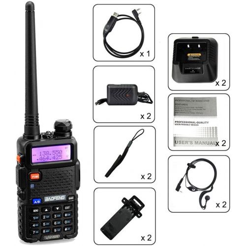  BaoFeng UV-5R Dual-Band UHFVHF Portable Ham Two Way Radio (Pack of 2) with Programming Cable