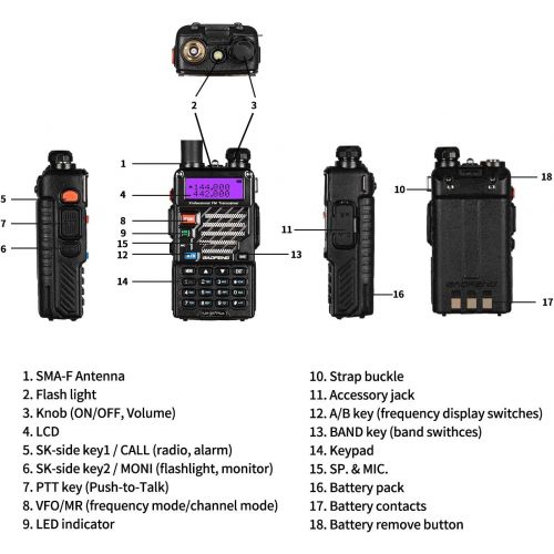  BaoFeng Baofeng UV-5R+ Plus UHF VHF Long Range Dual Band Ham Two Way Radio Black