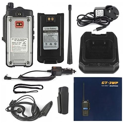  BaoFeng 1 Pack GT-3WP PoFung GT-3WP Dual Band Two-Way Radio, Waterproof Dustproof IP67 Walkie Talkie Transceiver, VHFUHF 136-174400-520MHz, Black