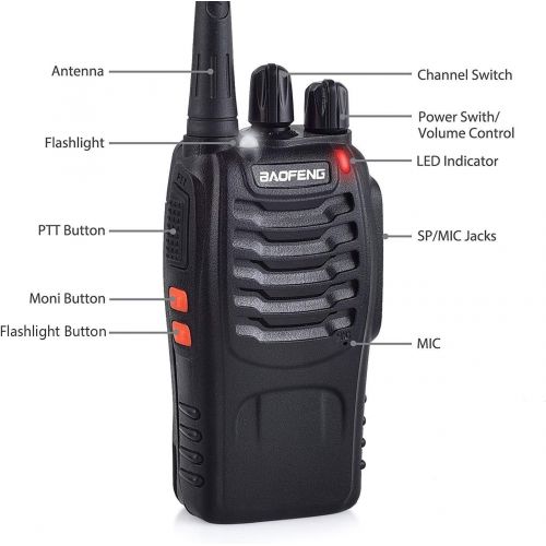  BaoFeng BF-888s 2 Way Radio Walkie Talkies with 12 1500mah Li-ion Batteries Long Range Rechargeable Two Way Radio (6 Pack)