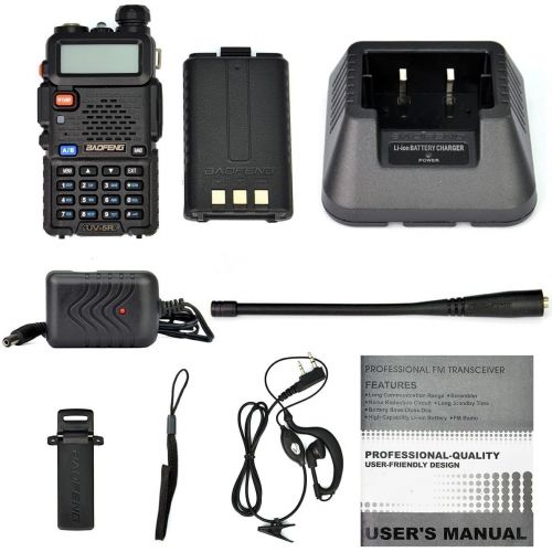  BaoFeng 2Pack Baofeng UV-5R Dual-Band 136-174400-480 MHz Ham Two-way Radio + Programming Usb Cable + Software Disk Kit(Black)