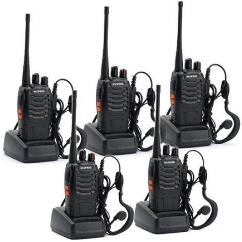  5 Pack BaoFeng BF-888S Portable Handheld 2-way Ham Radio with Original Earpieces + Baofeng Programming Cable (Support WIN7,64 Bit) -Customize 5pack Package