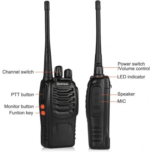  BaoFeng BF-888S Two Way Radio with Built in LED Flashlight (Pack of 4) + USB Programming Cable (1PC)