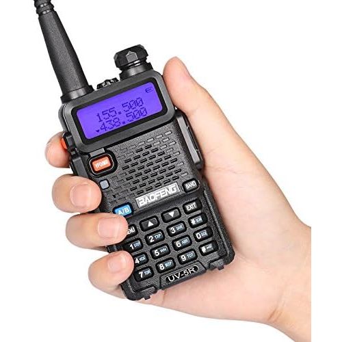  BaoFeng UV-5R UHF VHF Dual Band Two Way Radio Walkie Talkie with 5 Earpieces + 1 Programming Cable, 5 Pack