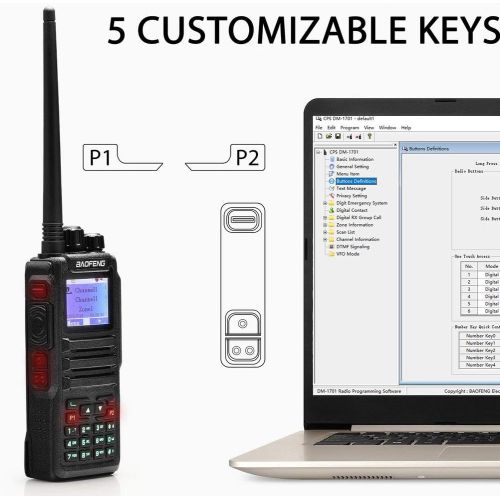  Visit the BAOFENG Store Baofeng DM-1701 Dual Band Dual Time Slot DMR/Analog Two Way Radio, VHF/UHF 3,000 Channels Ham Amateur Radio w/Free Programming Cable, Charger and PTT Earpiece