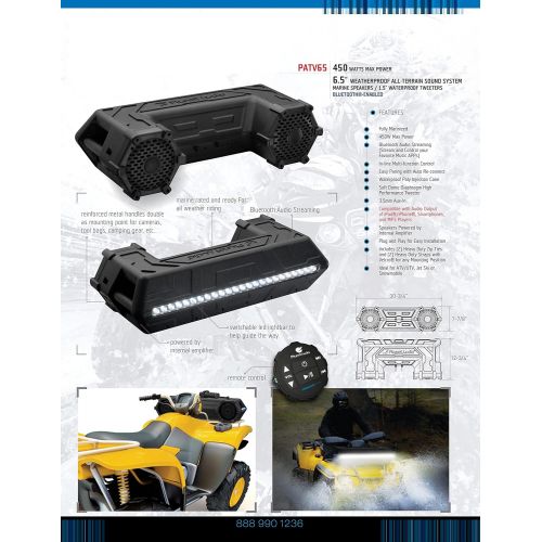  [아마존베스트]Planet Audio PATV65 Bluetooth, Amplified Sound System, Waterproof Speakers & Tweeters, Bluetooth Remote, Ideal For ATV/UTV