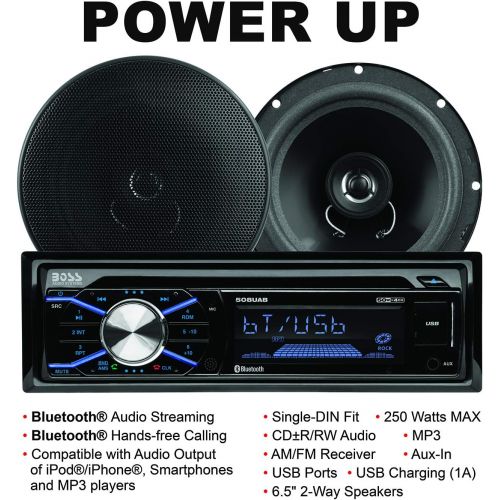  [아마존베스트]BOSS Audio Systems Boss Audio Systems 656BCK Car Stereo Package - Single Din, Bluetooth, CD MP3 USB AM FM Radio, 6.5 Inch 2 Way Full Range Speakers