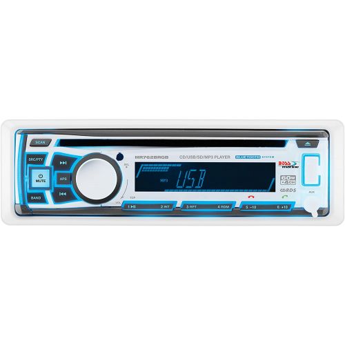  [아마존베스트]BOSS Audio Systems Boss Audio Systems MR762BRGB Marine Stereo - Single Din, Bluetooth Audio, CD USB SD MP3, Aux in, AM FM Radio, Weatherproof, Detachable Front Panel, Multi-Color Illumination, Wirele