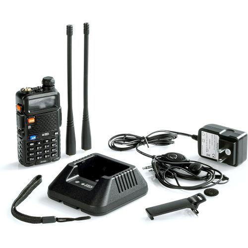  BTECH UV-5X3 5 Watt Tri-Band Radio VHF, 1.25M, UHF, Amateur (Ham), Includes Dual Band Antenna, 220 Antenna, Earpiece, Charger, and More