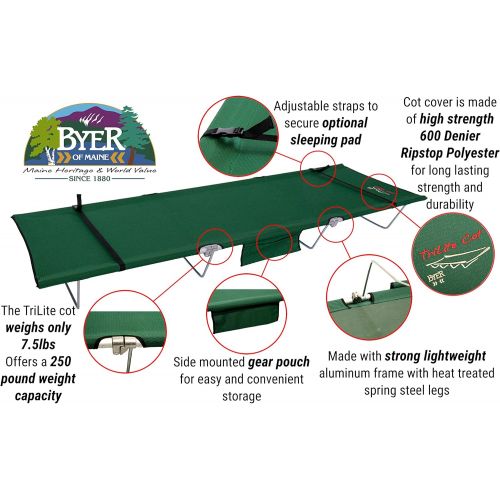  BYER OF MAINE Byer of Maine TriLite Cot, Lightweight, Easy Setup, Packs Away into Travel Bag, Single