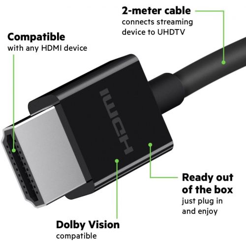 벨킨 Belkin Ultra HD High Speed HDMI Cable, Optimal Viewing for Apple TV and Apple TV 4K, 4KDolby Vision HDR, 2 m6.6 ft  Black