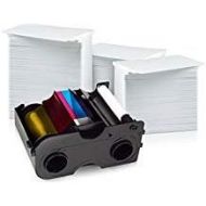 Fargo 45410 Color Ribbon - YMCKOK - 100 Prints with Bodno Premium CR80 30 Mil Graphic Quality PVC Cards - Qty 100
