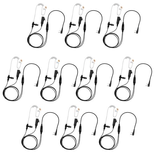  10 Pack BOMMEOW BCT22-K2 2-Wire Clear Coil Surveillance Kit for Kenwood Nexedge NX-220 NX-230 NX-240V NX-320