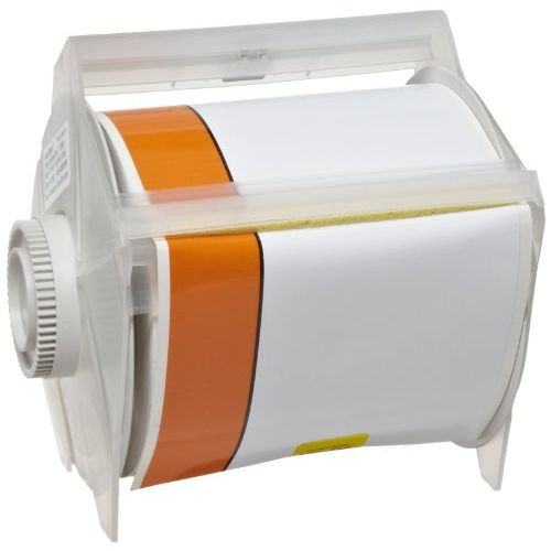  Brady 113162 GlobalMark 100 Length x 4 with 1 stripe, B-595 Vinyl, White and Orange IndoorOutdoor Industrial Label Maker Tape