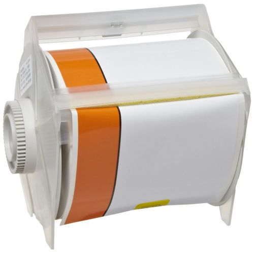  Brady 113162 GlobalMark 100 Length x 4 with 1 stripe, B-595 Vinyl, White and Orange IndoorOutdoor Industrial Label Maker Tape